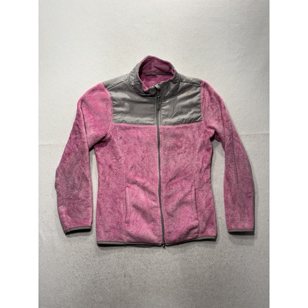 Danskin Now Fleece Jacket Girls 8-10 Pink Gray Full Zip Colorblock DNJL44330